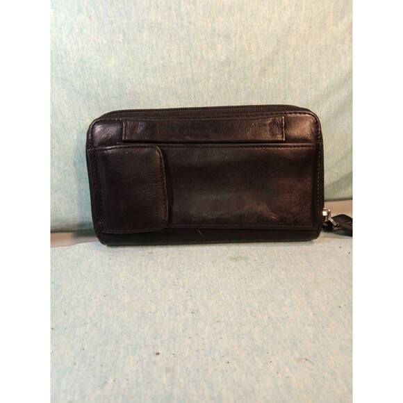 Fossil Zip Around Wallet Clutch Black Smooth Leather Excellent Condition 7”x4” - Picture 3 of 5